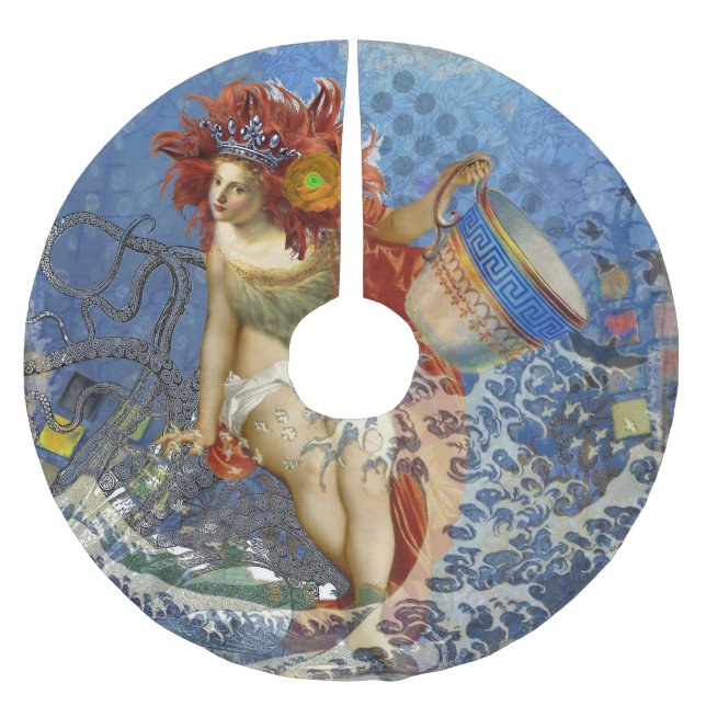 Aquarius Sjöjungfru Gothic Blue Art Julgransmatta Borstad Polyester (Framsidan)