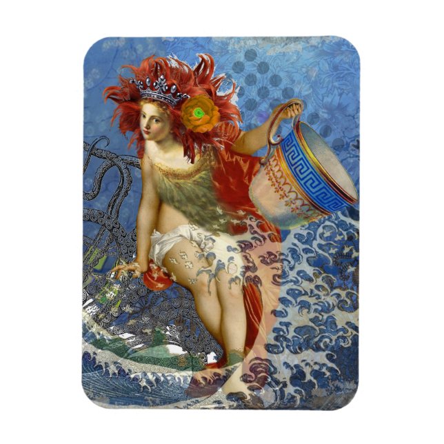 Aquarius Sjöjungfru Gothic Blue Art Magnet (Vertikal)