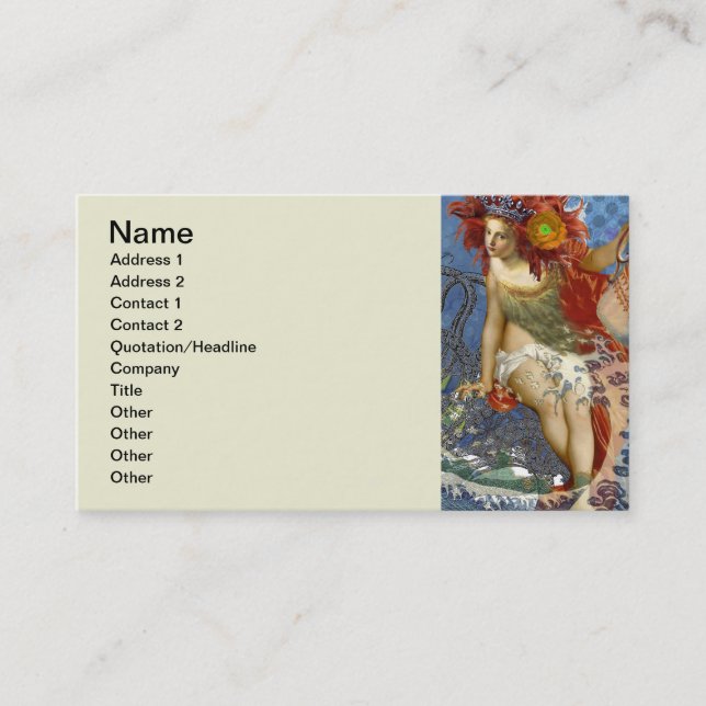 Aquarius Sjöjungfru Gothic Blue Art Visitkort (Framsida)