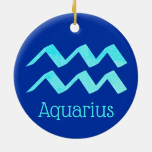 Aquarius Sol Sign Zodiac Symbol Julgransprydnad Keramik