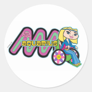 Aquarius Stickers Runt Klistermärke