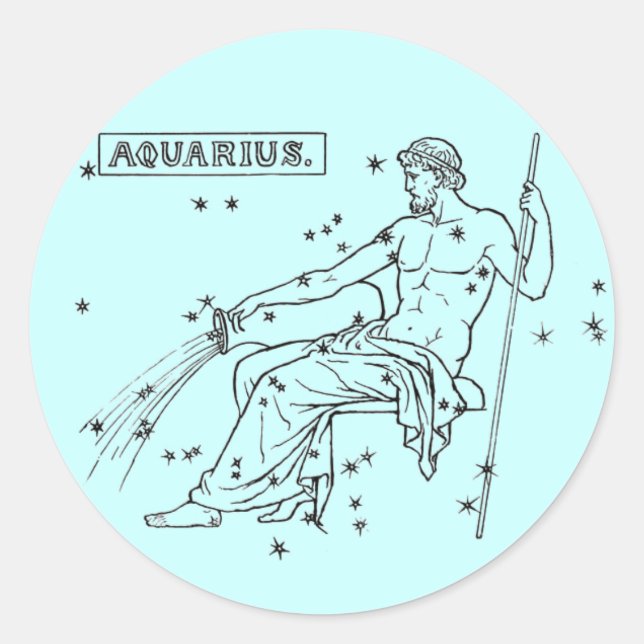 Aquarius Stickr Runt Klistermärke (Framsida)