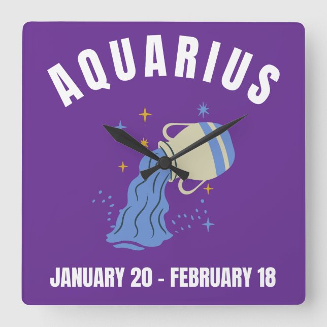 Aquarius stjärntecken fyrkantig klocka (Framsida)