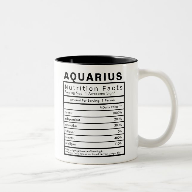 Aquarius Stjärntecken Nutrition Facts Statistics Två-Tonad Mugg (Höger)