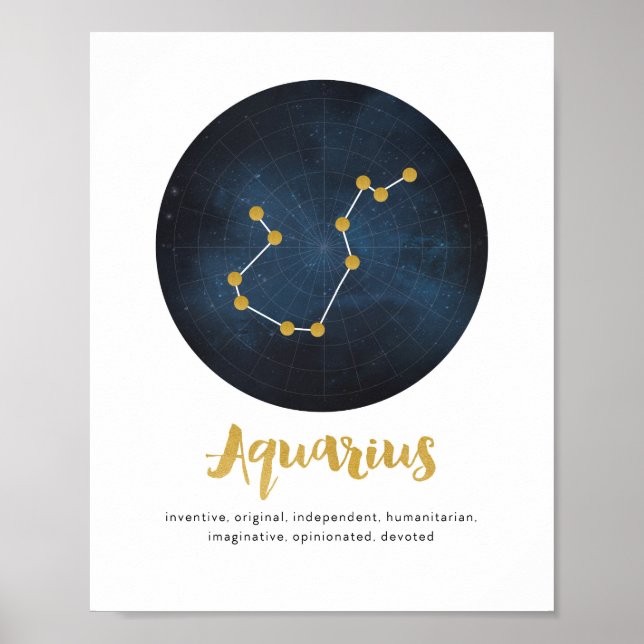 Aquarius-stjärntecknets utskrift poster (Framsidan)