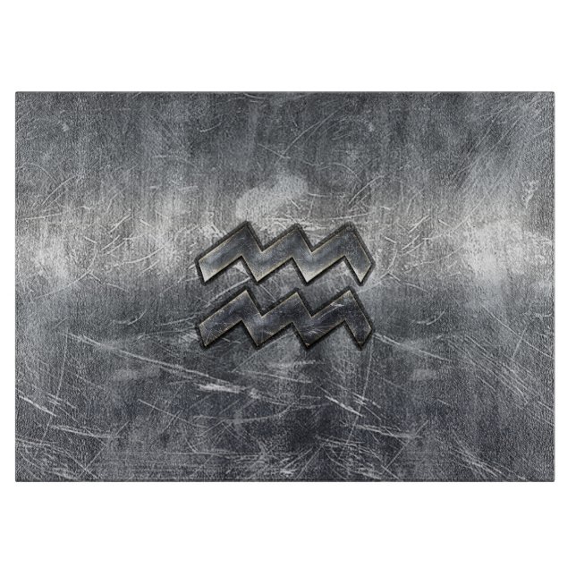 Aquarius Symbol Grunge Distress Silver Steel (Framsidan)