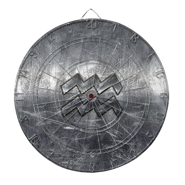 Aquarius Symbol Grunge Distress Silver Steel Piltavla (Framsidan)