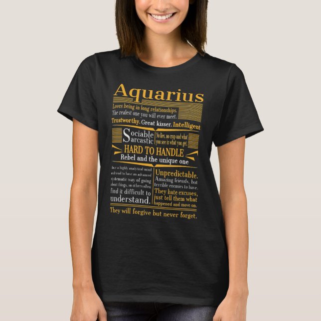 Aquarius T Shirt, Aquarius Birthday t-shirt (Framsida)