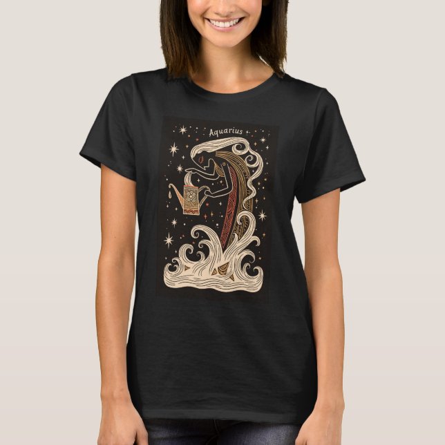 Aquarius - T-Shirt Celestial Zodiac Art (Framsida)