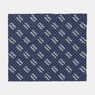 Aquarius-tecken på Blue Carbon Fiber Stil Fleecefilt