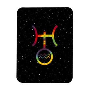 Aquarius Uranus planetär symbol Starry Tie Dye Magnet