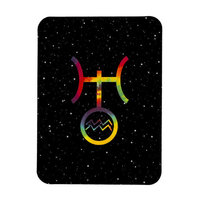 Aquarius Uranus planetär symbol Starry Tie Dye Magnet (Vertikal)