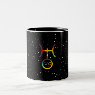 Aquarius Uranus planetär symbol Starry Tie Dye Två-Tonad Mugg