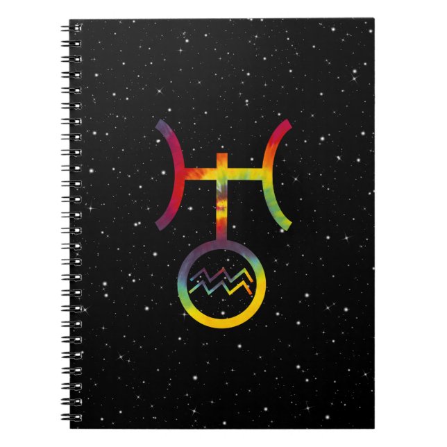 Aquarius Uranus planetär symbol Tie Dye Journal Anteckningsbok (Framsidan)