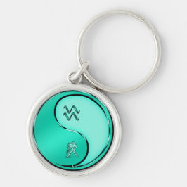 Aquarius Vatten Bearer Rund Silverfärgad Nyckelring