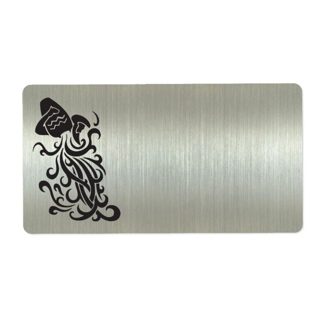 Aquarius Vatten Bearer Silhouette Metalic Effect Fraktsedel (Framsidan)