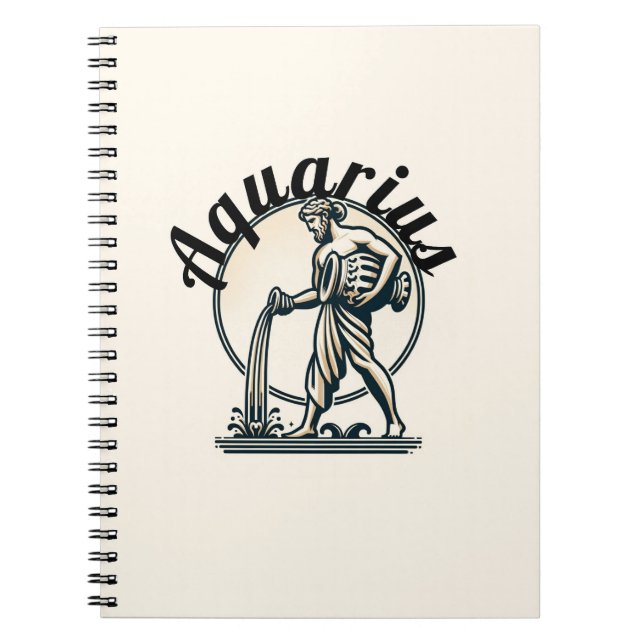Aquarius Vatten Bearer Vintage Zodiac Anteckningsbok (Framsidan)