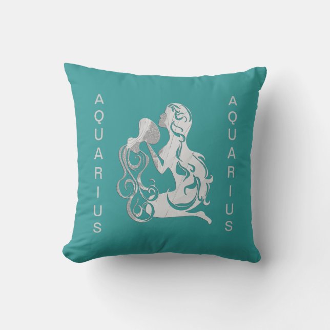 Aquarius Vatten Bearer Zodiac American jo Pillow Kudde (Framsida)