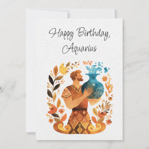 Aquarius Vatten Bearer Zodiac Boho-Blommigt - plat