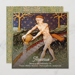 Aquarius Vatten Bearer Zodiac-Födelsedagsfest Inbjudningar