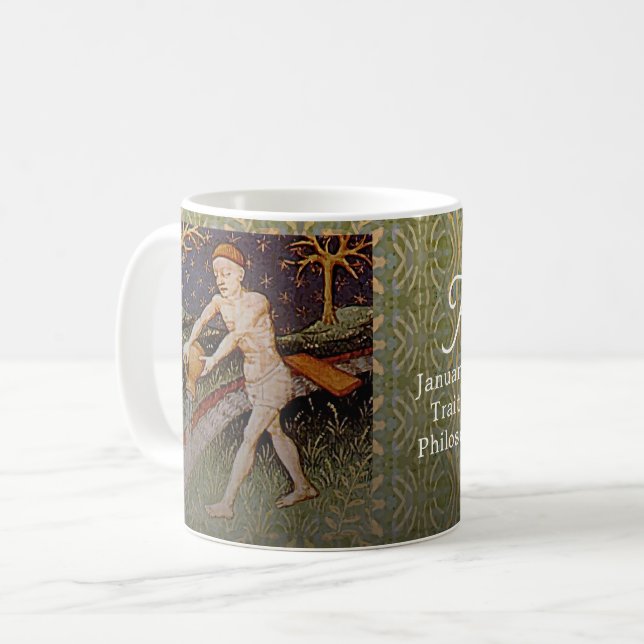 Aquarius Vatten Bearer Zodiac-Födelsedagsfest Kaffemugg (Framsida vänster)