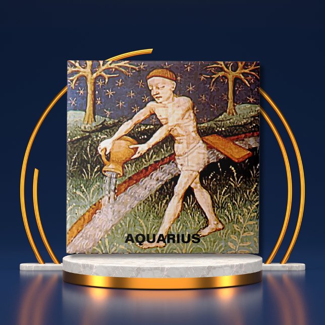 Aquarius Vatten Bearer Zodiac-Födelsedagsfest Kakelplatta (Aquarius Water Bearer Zodiac Sign Birthday Party Ceramic Tile)