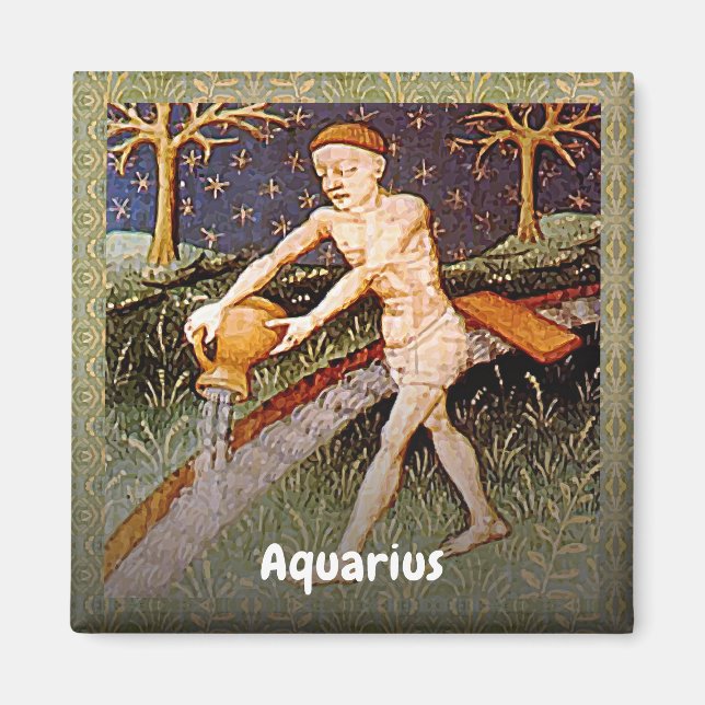 Aquarius Vatten Bearer Zodiac-Födelsedagsfest Magnet (Framsidan)