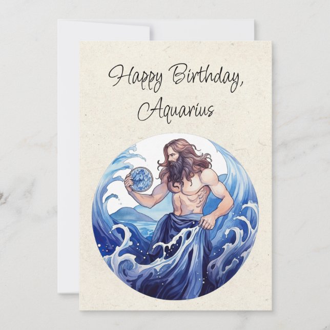 Aquarius Vatten Bearer Zodiac-platta födelsedagsko (Framsida)