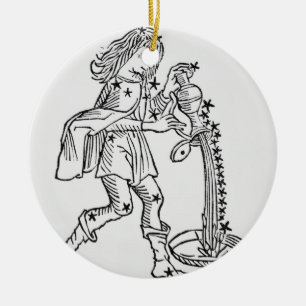 Aquarius (vattenbäraren) en illustration från julgransprydnad keramik