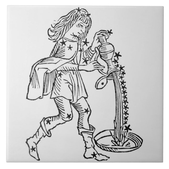 Aquarius (vattenbäraren) en illustration från kakelplatta (Framsidan)