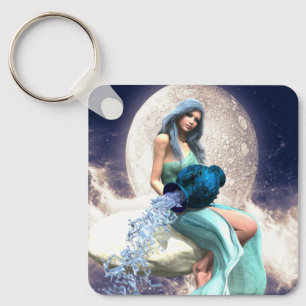 Aquarius - Vattnet hälls ur en jug Nyckelring