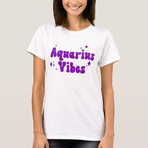 Aquarius Vibes Zodiac Astrology Lila Stars T Shirt