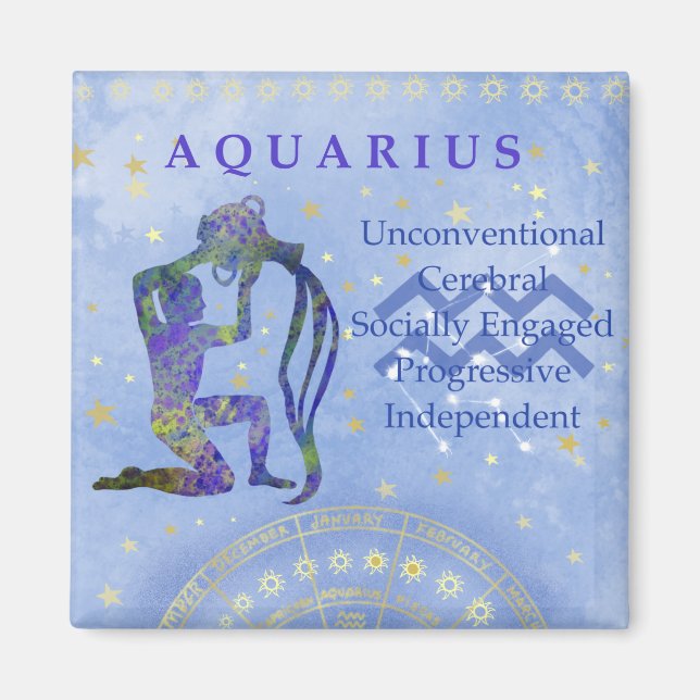 Aquarius Vintage Traits Blue Magnet (Framsidan)