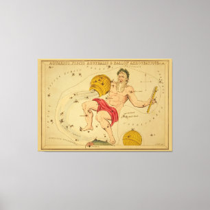 Aquarius - Vintagens tecken på Zodiac-bilden Canvastryck