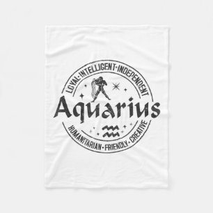 Aquarius Virtues Vintage Stil Zodiac Design, Aqua Fleecefilt