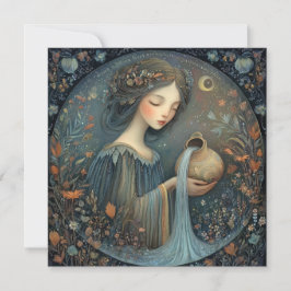 Aquarius Water Bearer Zodiac Celestial Birthday Kort