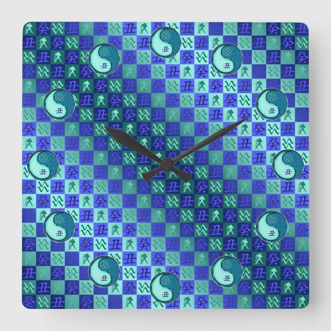 Aquarius & Water Ox Fyrkantig Klocka (Framsida)