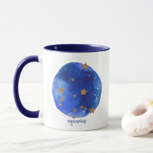 aquarius Watercolor Night Himmel Constellation Zod Mugg