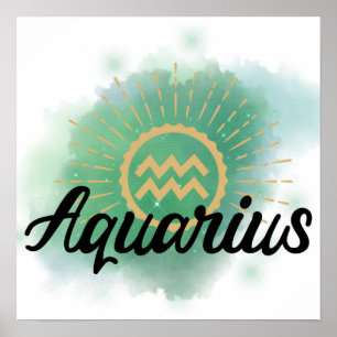 Aquarius Watercolor Stänk Poster