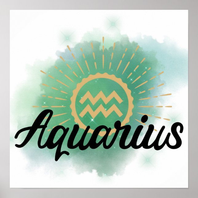 Aquarius Watercolor Stänk Poster (Framsidan)