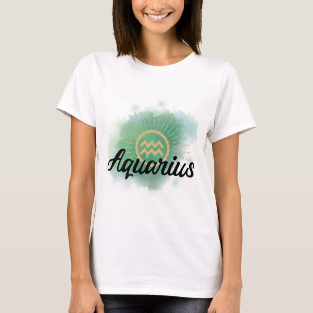 Aquarius Watercolor Stänk T Shirt (Framsida)