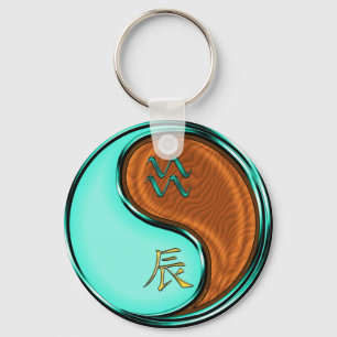 Aquarius & Wood Dragon Nyckelring