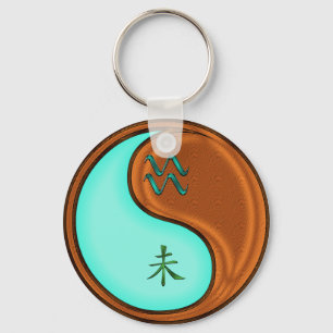 Aquarius & Wood Goat Keychain Nyckelring