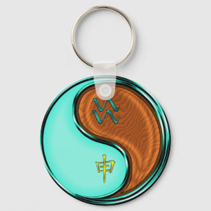Aquarius & Wood Monkey Nyckelring