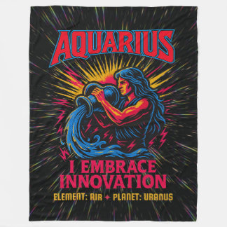 Aquarius Zodiac 80's Sten Band Inspired Astrology Fleecefilt