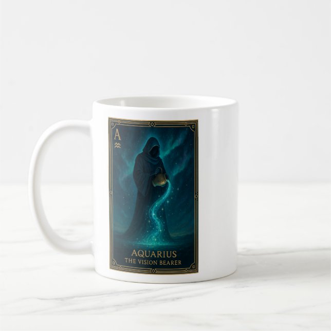 Aquarius Zodiac Art – Celestial Water Bearer Kaffemugg (Vänster)