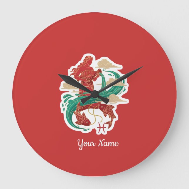 Aquarius Zodiac Artistic Symbol T-Shirt - Custom  Stor Klocka (Framsida)