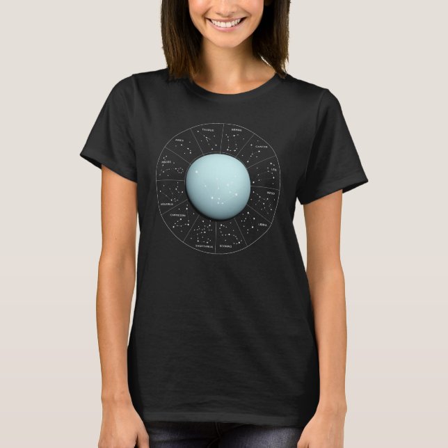 Aquarius Zodiac Astrological Sign - Planet Uranus T Shirt (Framsida)