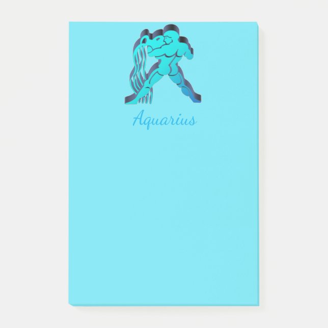 Aquarius Zodiac Astrology Blue Elegant Sol Post-it Block (Framsida)