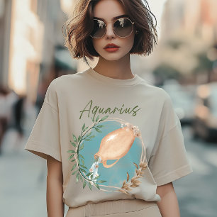 Aquarius Zodiac, Astrology Botanical, Blommigt T Shirt